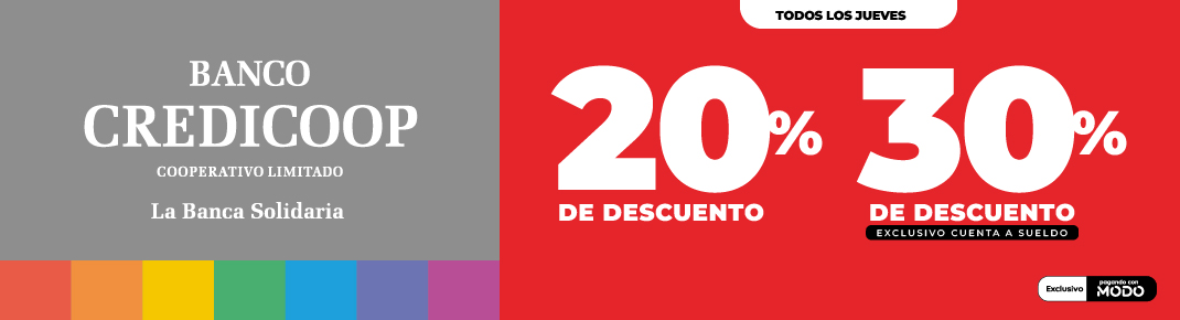 Credicoop 20% 30% Jueves