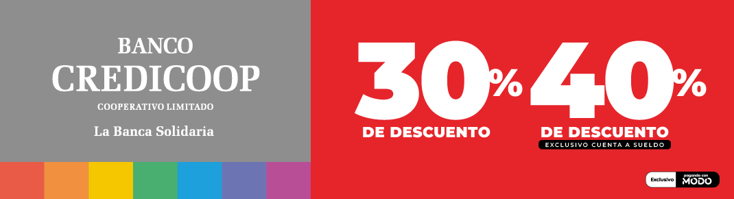 Credicoop 30% 40% Sábados –