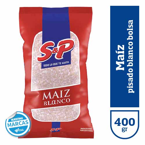 Maiz S&P pisado blanco bolsa x400gr