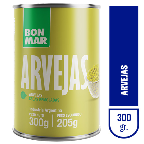 Arveja BONMAR seca remojada lata x300gr