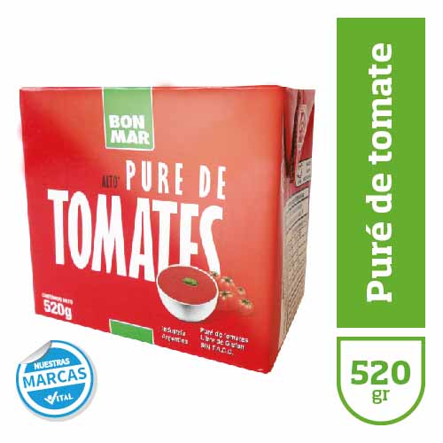 Pure de tomate BONMAR T/B x520gr