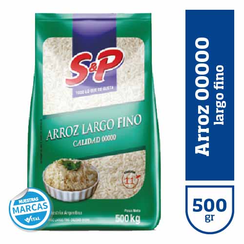 Arroz 00000 largo fino S&P x 500gr