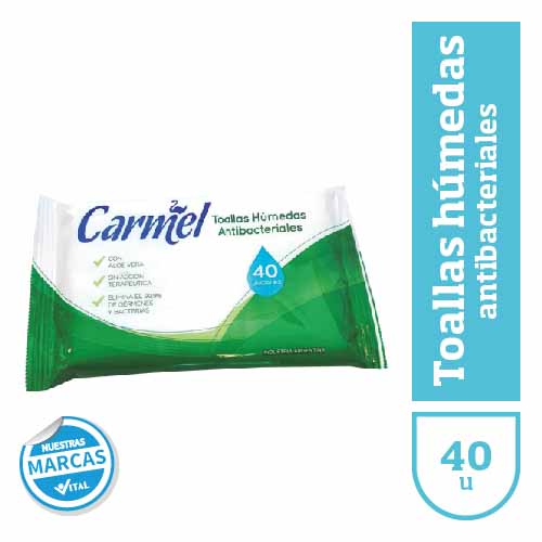 Toallitas humedas antibact. CARMEL x40u