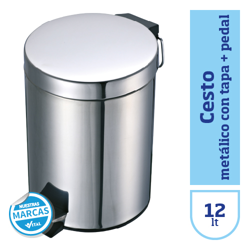 CESTO metalico con tapa+pedal x12lt