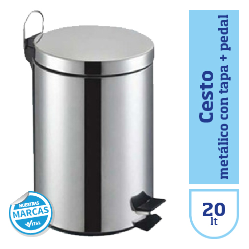 CESTO metalico con tapa+pedal x20lt